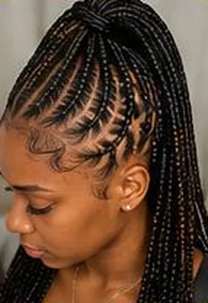Half-up feed-in braids