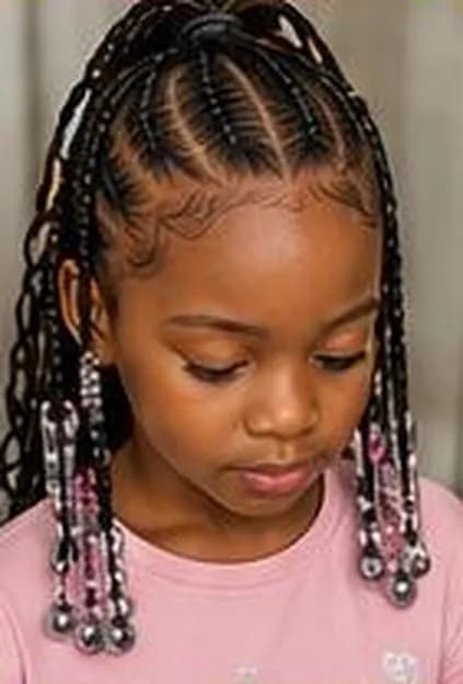 Child's braids with beads