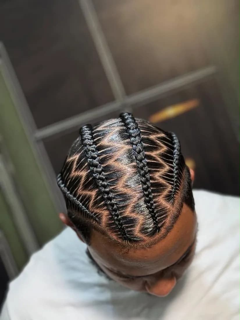 Braids with zigzag parts, top view